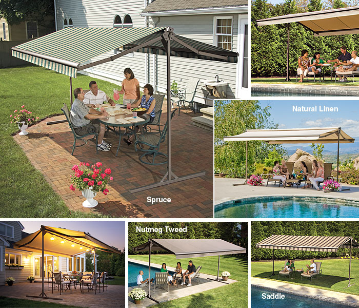 SunSetter Awnins. OASIS free standing shade cover. Canopy for outdoors shade